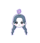 女の子(センター分け)(ロング)(紫)（個別スタンプ：1）