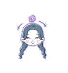 女の子(センター分け)(ロング)(紫)（個別スタンプ：2）