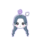 女の子(センター分け)(ロング)(紫)（個別スタンプ：3）