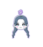 女の子(センター分け)(ロング)(紫)（個別スタンプ：4）