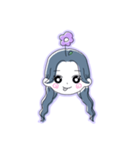 女の子(センター分け)(ロング)(紫)（個別スタンプ：5）