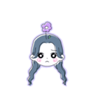女の子(センター分け)(ロング)(紫)（個別スタンプ：6）