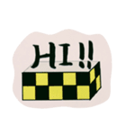 市松模様Boxとシンプルメッセージ.（個別スタンプ：22）