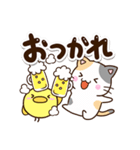 お茶目な三毛猫×まるピヨ（個別スタンプ：8）
