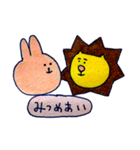 【色えんぴつ】うさぎちゃんとライオンくん（個別スタンプ：4）