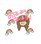 ハッピーカラフル挨拶ガール（個別スタンプ：3）