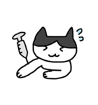 真ん中分けの猫と黒猫（個別スタンプ：13）