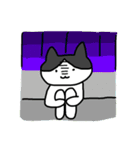 真ん中分けの猫と黒猫（個別スタンプ：32）