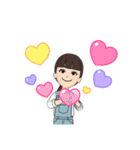 オーバーオール女の子（個別スタンプ：3）