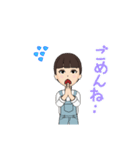 オーバーオール女の子（個別スタンプ：14）