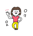 ❤️【韓国語】おかっぱ女子 暗め茶髪❤️（個別スタンプ：6）