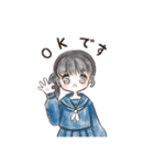 セーラー女子（紺）（個別スタンプ：1）