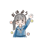 セーラー女子（紺）（個別スタンプ：5）