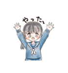 セーラー女子（紺）（個別スタンプ：7）