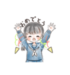 セーラー女子（紺）（個別スタンプ：8）