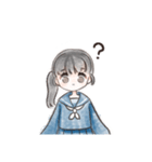 セーラー女子（紺）（個別スタンプ：9）