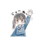 セーラー女子（紺）（個別スタンプ：11）