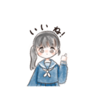 セーラー女子（紺）（個別スタンプ：14）