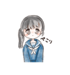 セーラー女子（紺）（個別スタンプ：16）