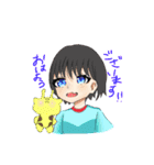 絵柄がすぐ変わる絵師の女の子達のスタンプ（個別スタンプ：1）