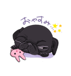 毎日使えるシンプルスタンプ！黒パグのアポ（個別スタンプ：3）