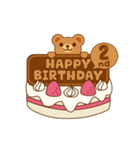 1歳～16歳の誕生日ケーキ！動くクマのピコ（個別スタンプ：2）