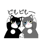 黒ハチワレねこさん＆灰ハチワレねこさん（個別スタンプ：1）