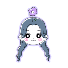 [LINEスタンプ] 女の子(センター分け)(ロング)(紫)