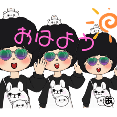 [LINEスタンプ] アフロ三姉妹
