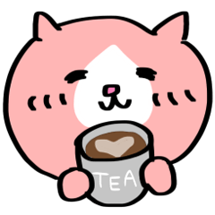 [LINEスタンプ] 敬語のピンクハチワレ猫の画像（メイン）
