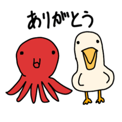 [LINEスタンプ] ペリカンとタコ