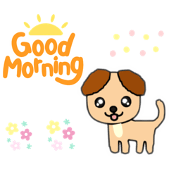 [LINEスタンプ] Dog greetings Good Morning etc ☆イヌ 犬