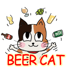 [LINEスタンプ] Beer cat English ver.