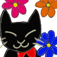 [LINEスタンプ] 赤いスカーフのくろねこさん