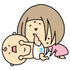 [LINEスタンプ] がんばるママともちもち赤ちゃん