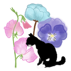 [LINEスタンプ] 猫の日-透明水彩 お花とねこの敬語スタンプ