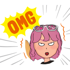 [LINEスタンプ] 髪の毛ピンクの人