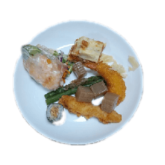 [LINEスタンプ] 和食ふりかけ焼き鳥コロッケ春巻き酢豚写真
