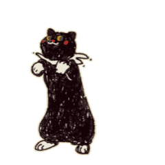 [LINEスタンプ] 手描きクレヨンのピエロ猫（アニメ）