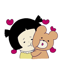 [LINEスタンプ] おかっぱちゃんとくま