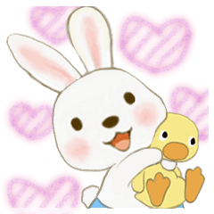 [LINEスタンプ] ウサギ家族 03 - 子ウサギ達感謝の気持ち篇の画像（メイン）