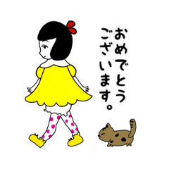 [LINEスタンプ] 女の子と犬とあいさつ