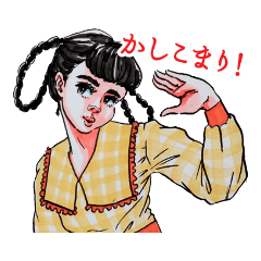 [LINEスタンプ] おかももこのレトロガールスタンプ1