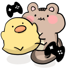 [LINEスタンプ] ゲームをするヒヨコとリス