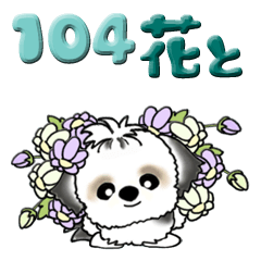 [LINEスタンプ] シーズー犬 104『花束と一緒に』