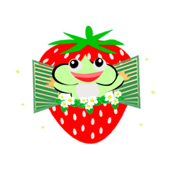 [LINEスタンプ] 春のケロタン イチゴのごあいさつ！