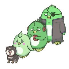 [LINEスタンプ] ペンギンみたいなヤツらと黒柴