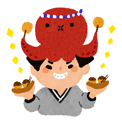 [LINEスタンプ] あいさつするたこ焼職人のタコ