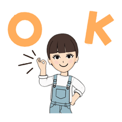 [LINEスタンプ] オーバーオール女の子