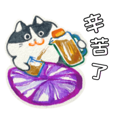 [LINEスタンプ] Memenekosan＿ハチワレ猫cat_台湾語